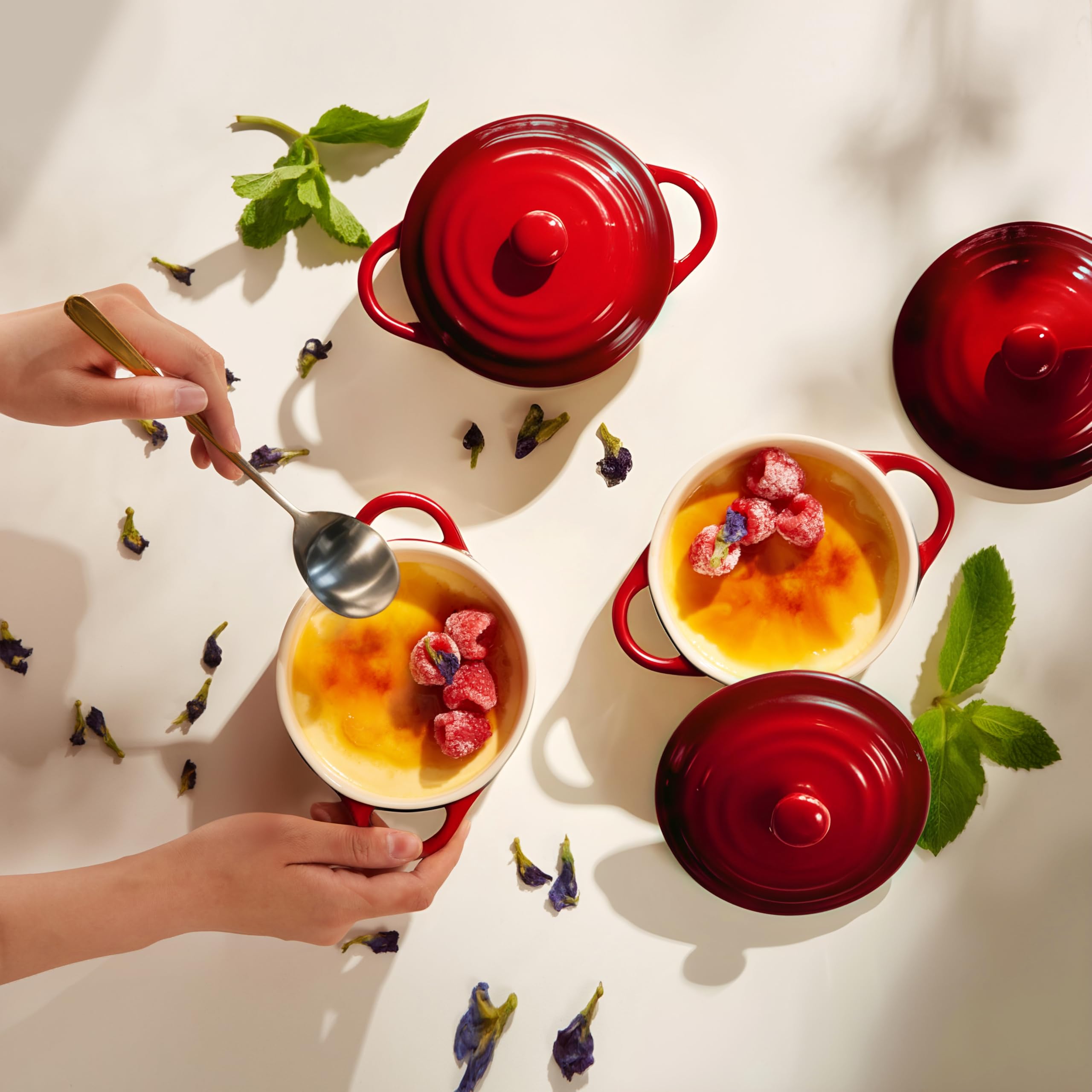 KooK crimson-ombre cocotte ready for oven-to-table presentation.
