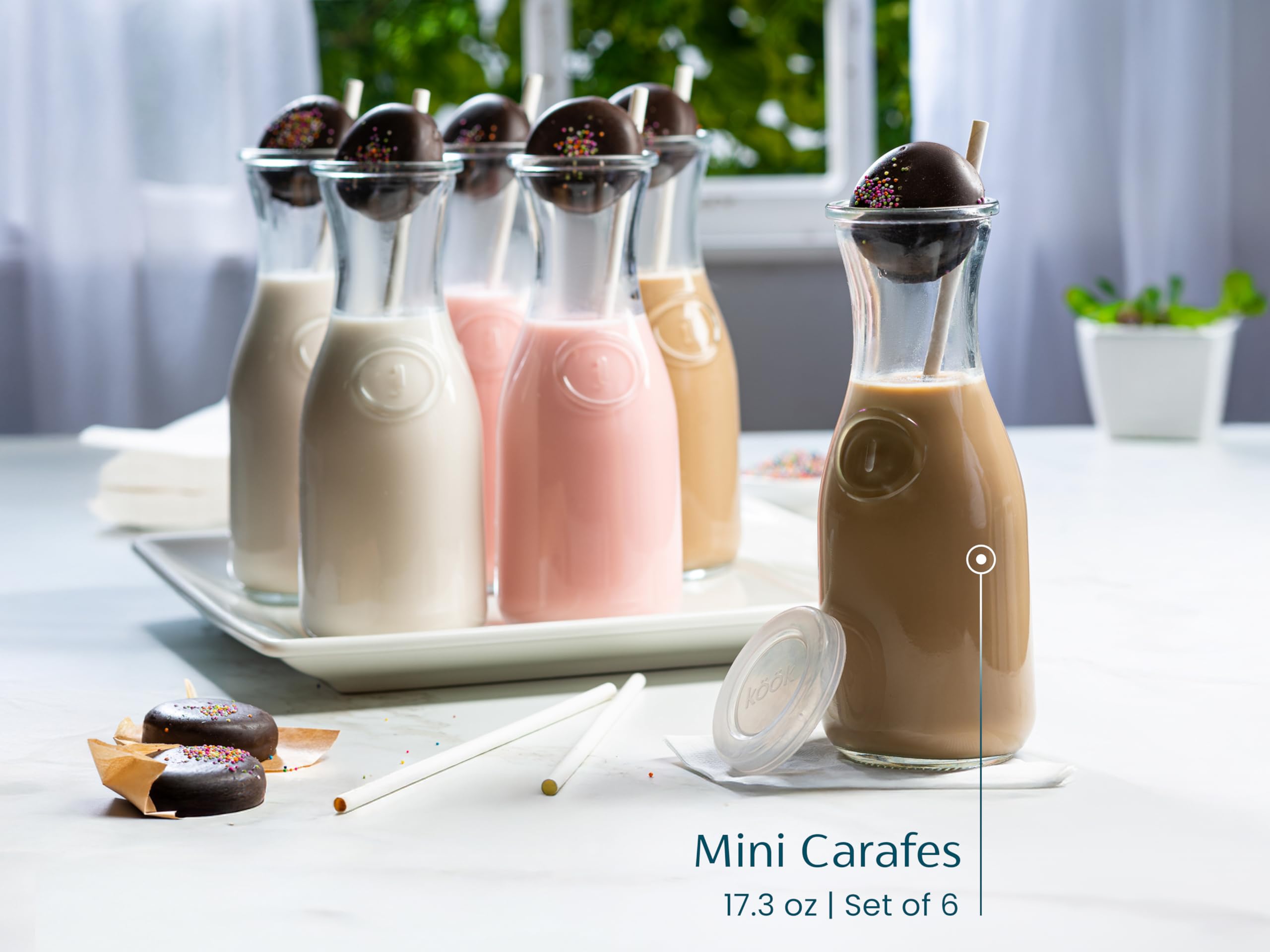 KooK dishwasher-safe clear carafes ready for daily use.