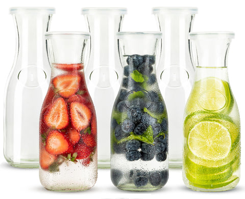 KooK glass carafe set of 6 with lids, perfect for table service.