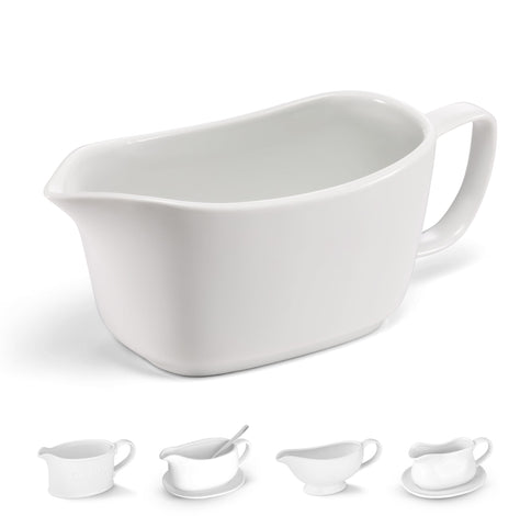 Kook Gravy Boat in white ceramic for elegant sauce serving.