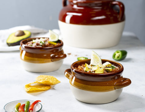 KooK hand-painted Puebla collection bowls add rustic charm to any table.