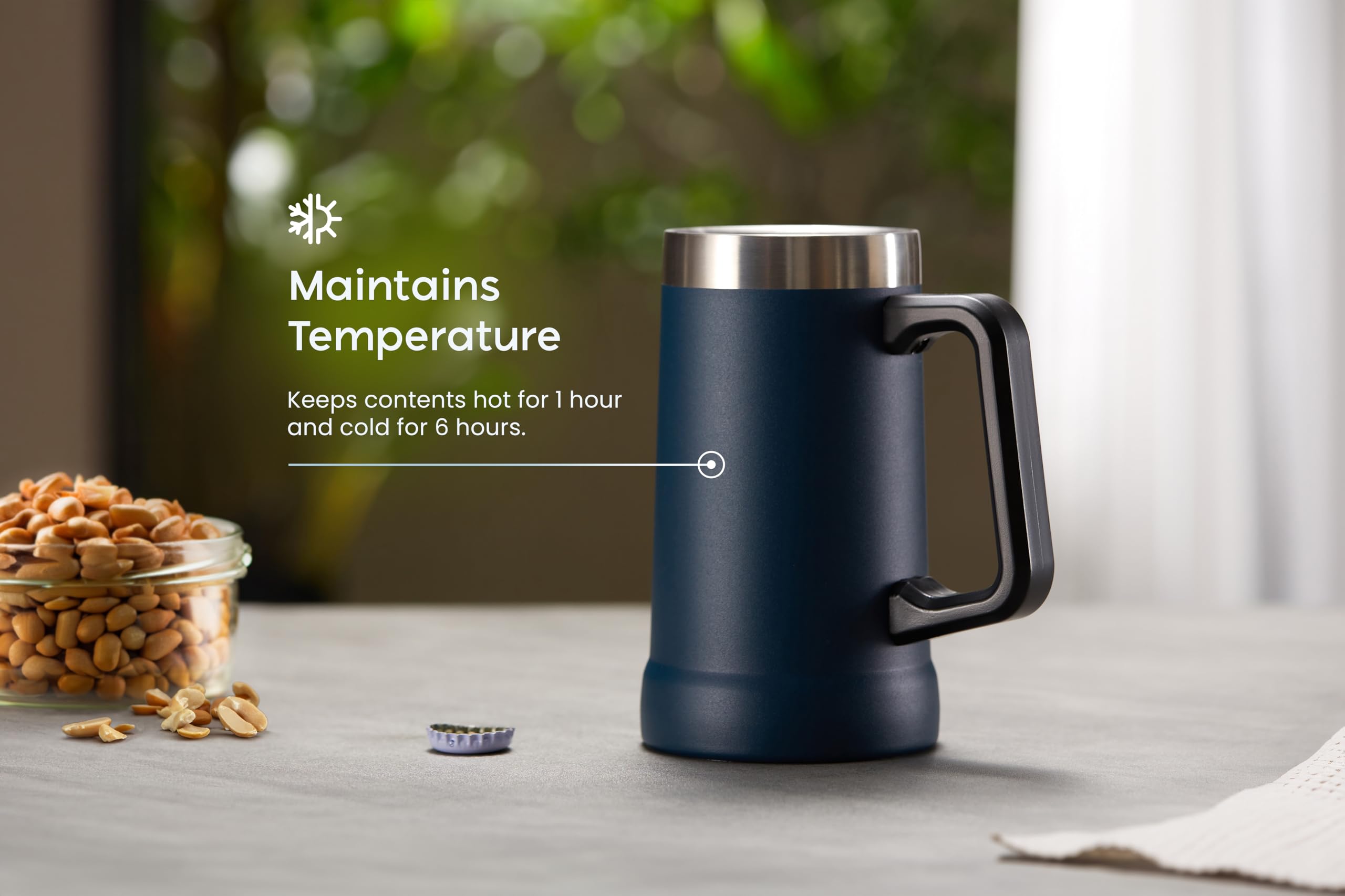 KooK mug features a large handle for comfortable sipping on adventures.