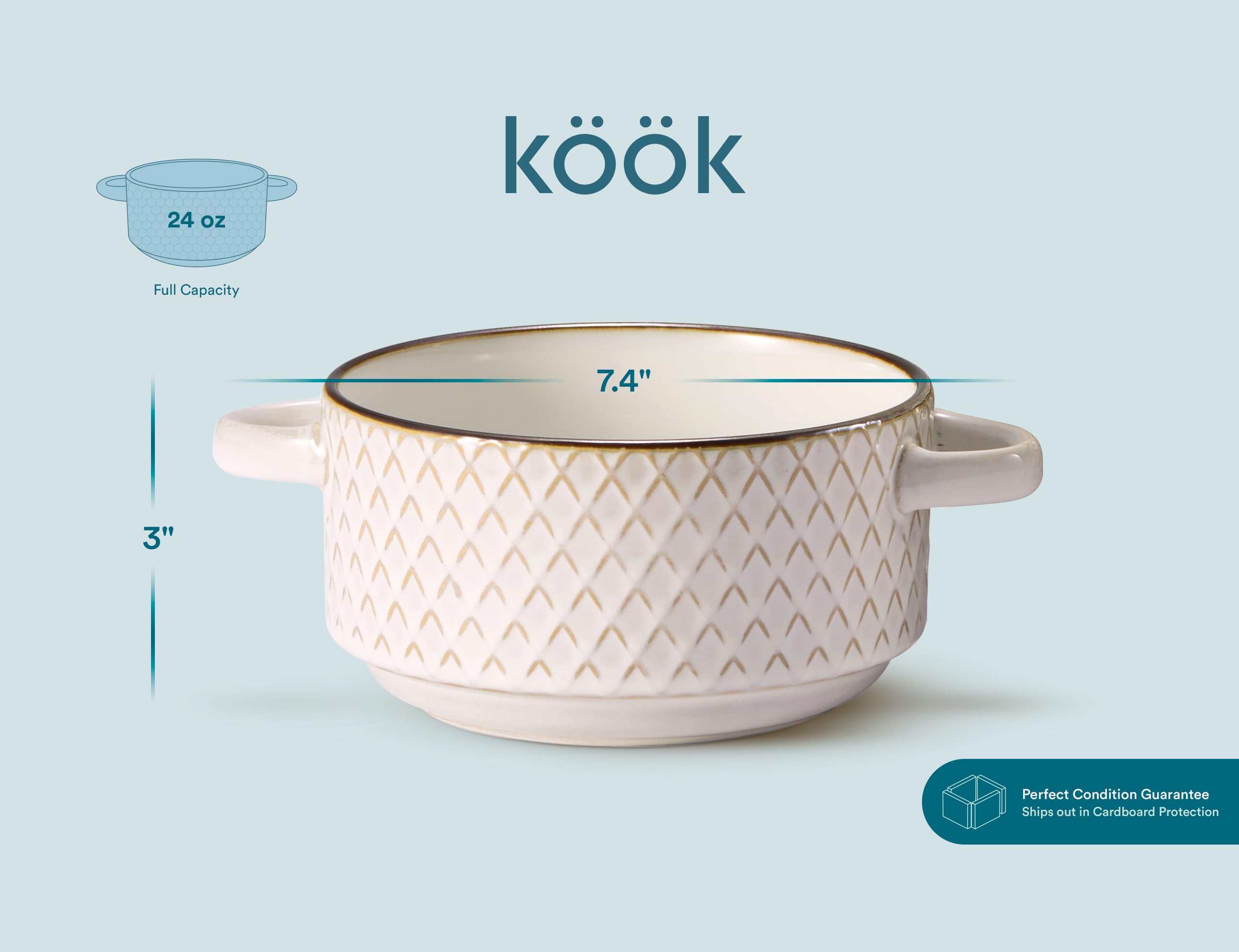 KooK Narbonne stoneware bowls offer durable service with dishwasher-safe convenience.
