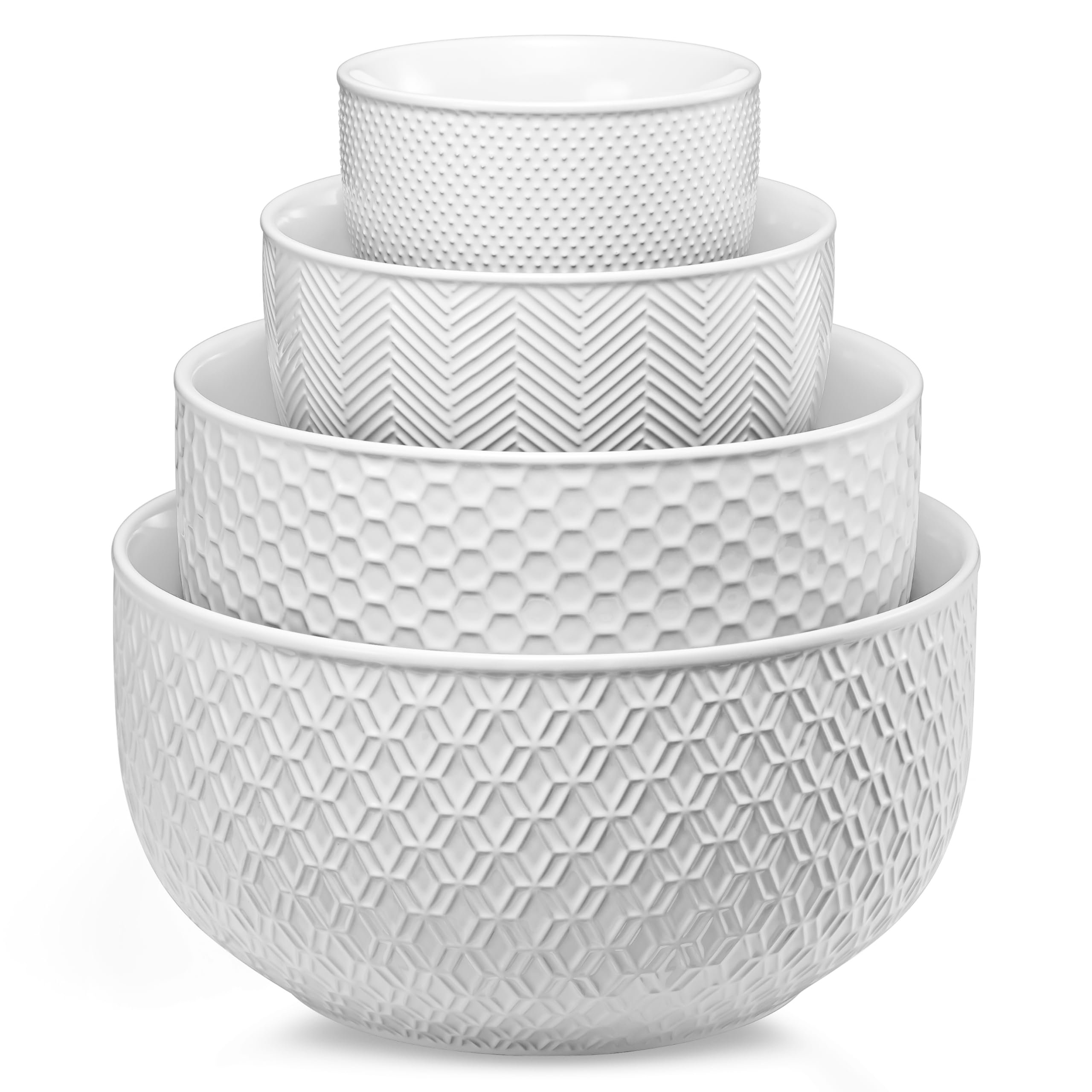 Kook Narbonne embossed mixing bowls 4pc for versatile prep and serving