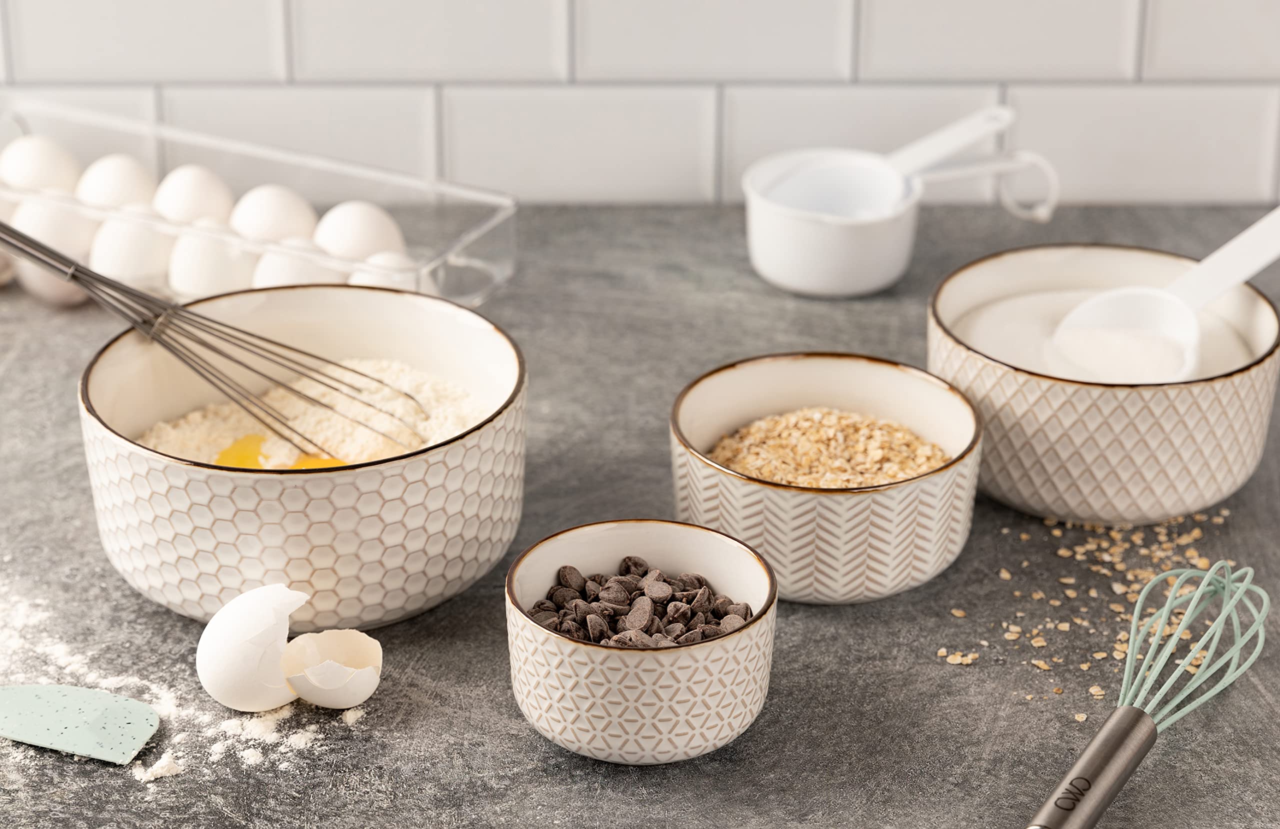 Kook Narbonne ivory glossy stoneware brings a polished look to tables
