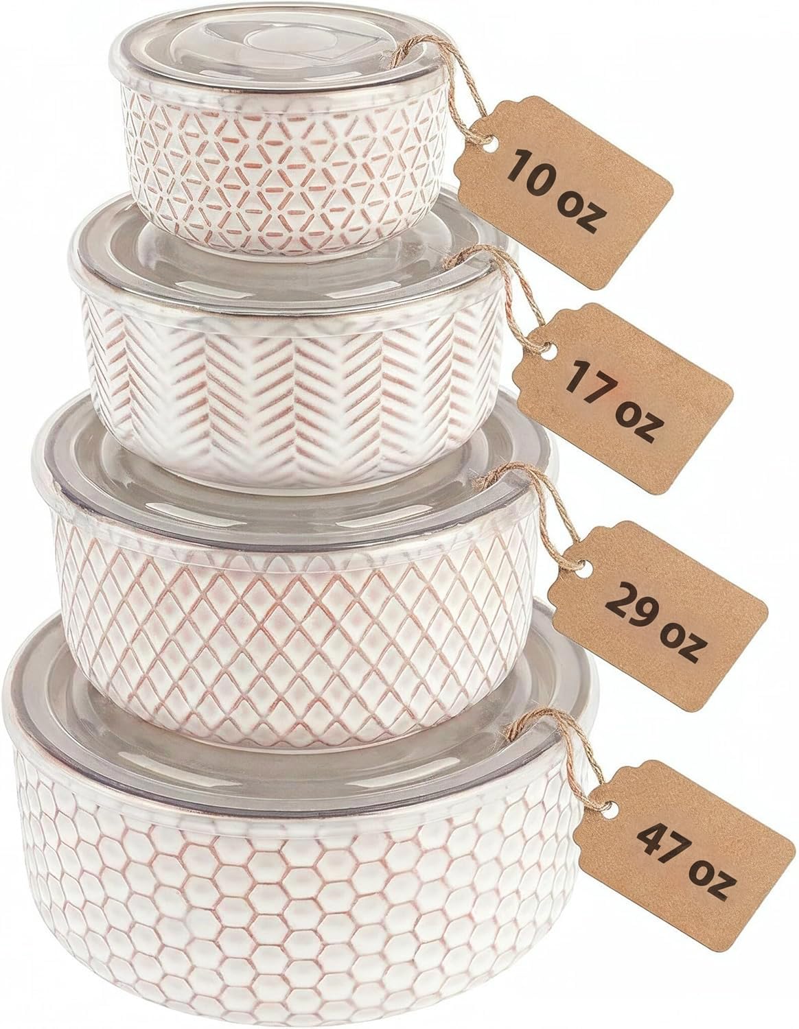 Kook Narbonne ivory serve bowls with lids for secure transport and freshness