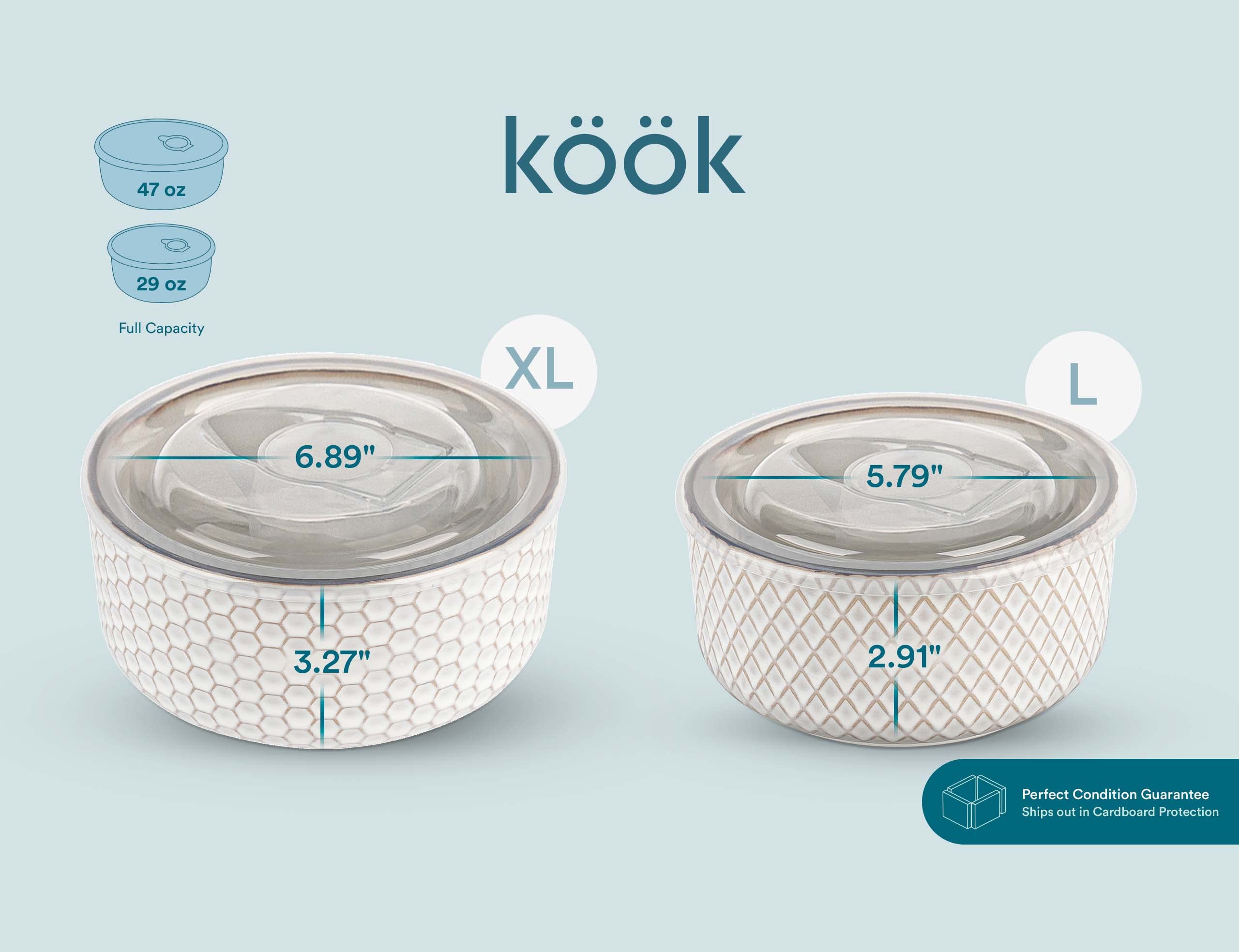 Kook Narbonne ivory stackable bowls streamline kitchen storage when not in use