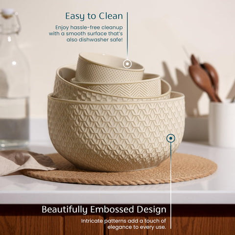 KooK Narbonne nesting bowls four-piece set saves kitchen space.