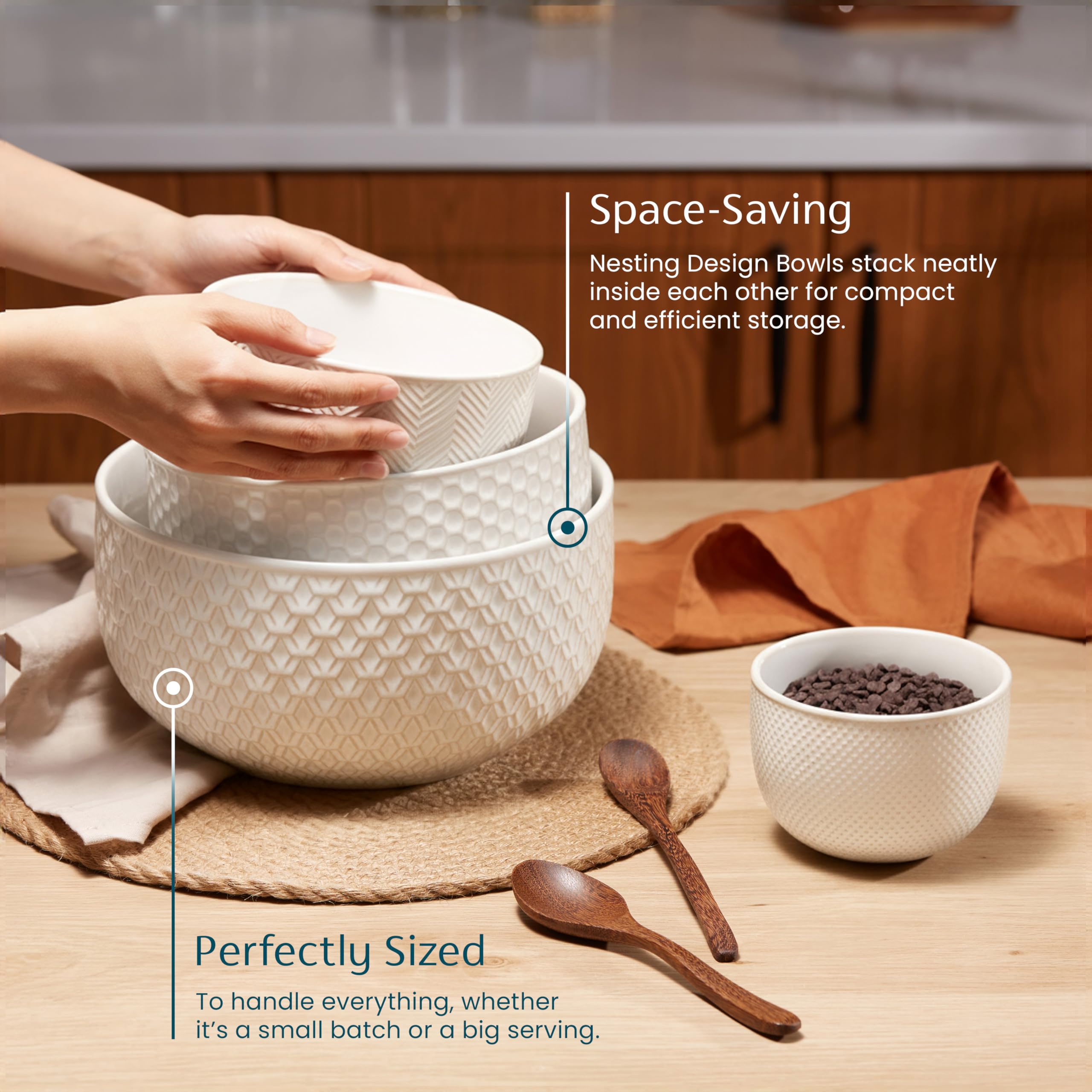 Kook Narbonne nesting design saves cabinet space and keeps bowls organized