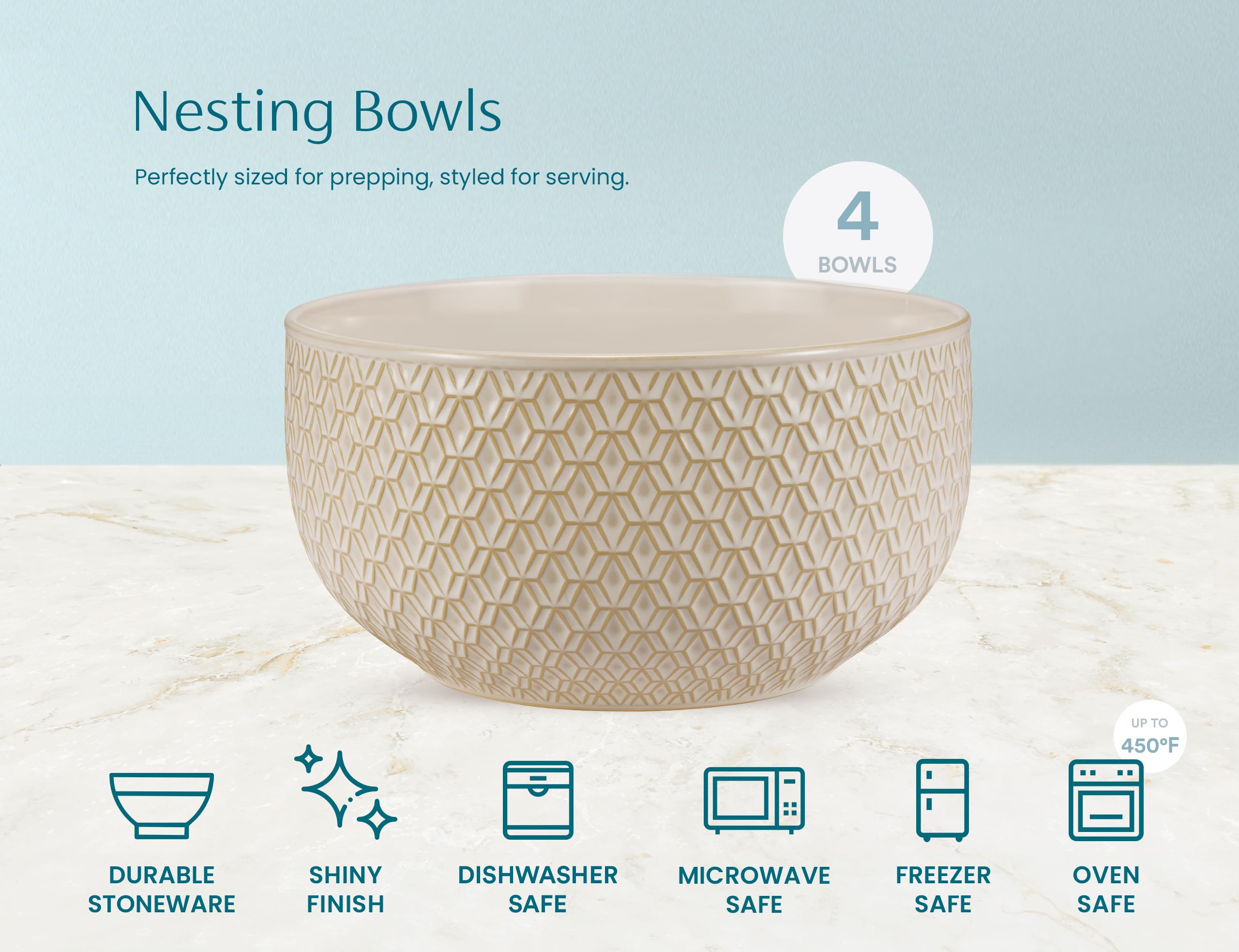 KooK Narbonne serving-ready bowls on the countertop.