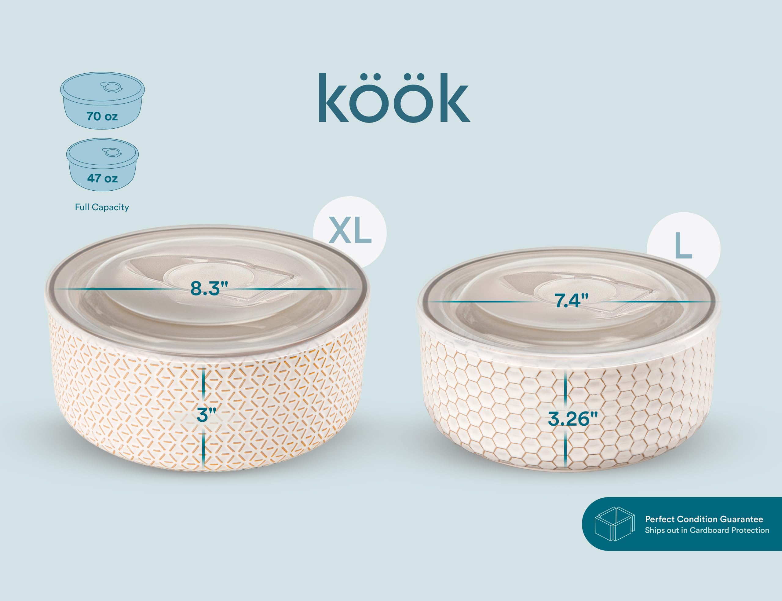 KooK Narbonne vented-lid 70oz bowl for big batch serving and reheating.
