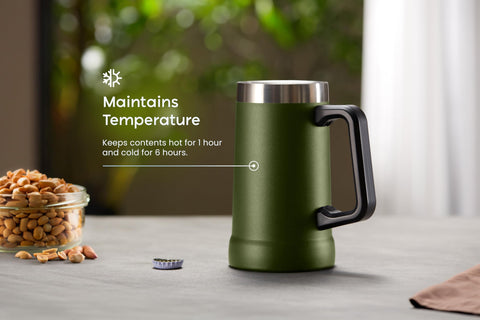 KooK olive mug featuring a large handle for comfortable gripping