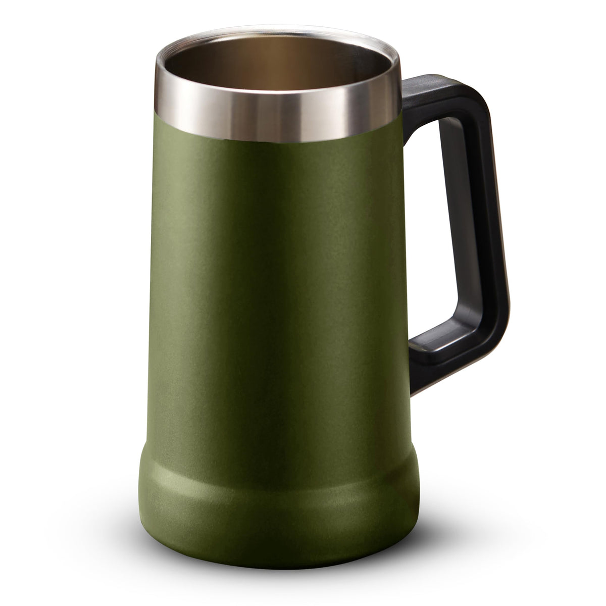 KooK olive stainless steel beer stein—durable daily use for home, office, or outdoors