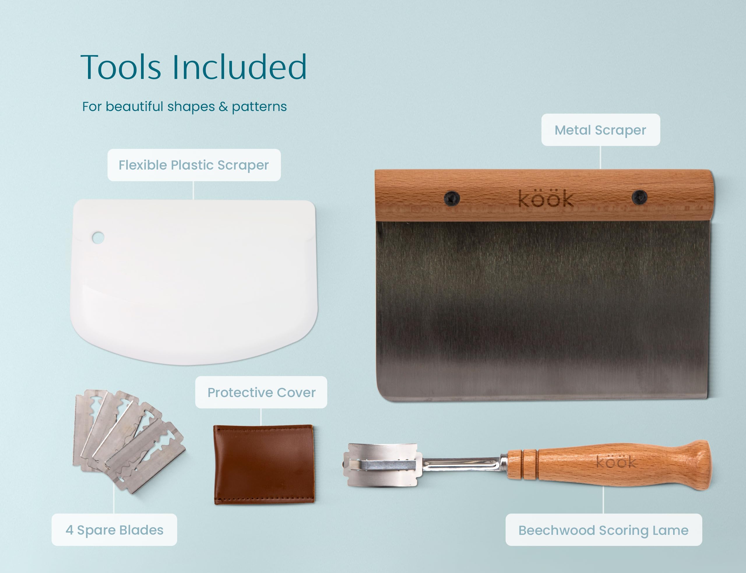 KooK beechwood scoring lame for clean cuts and rustic patterns