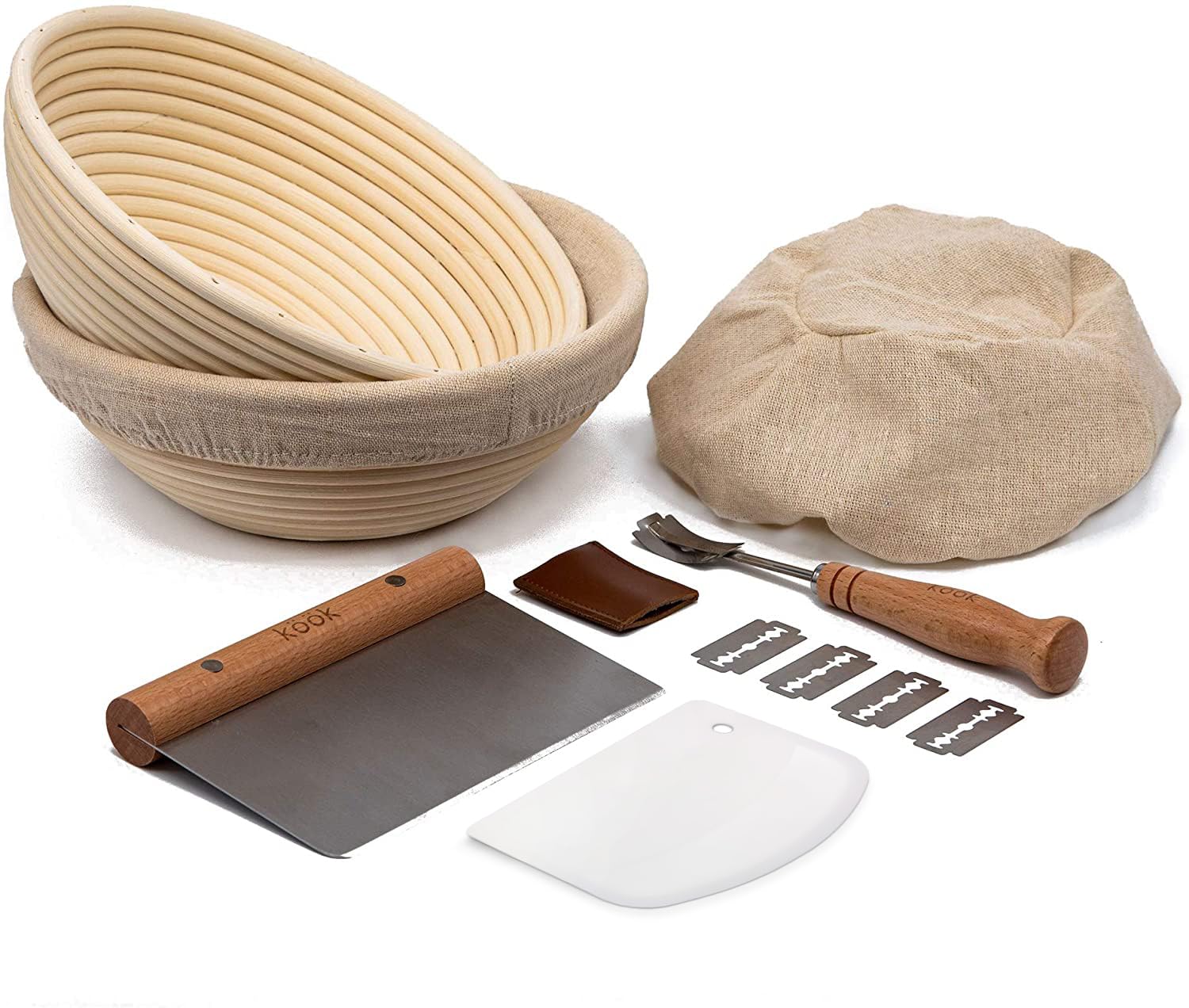 KooK proofing set with two 9-inch bannetons for professional shaping