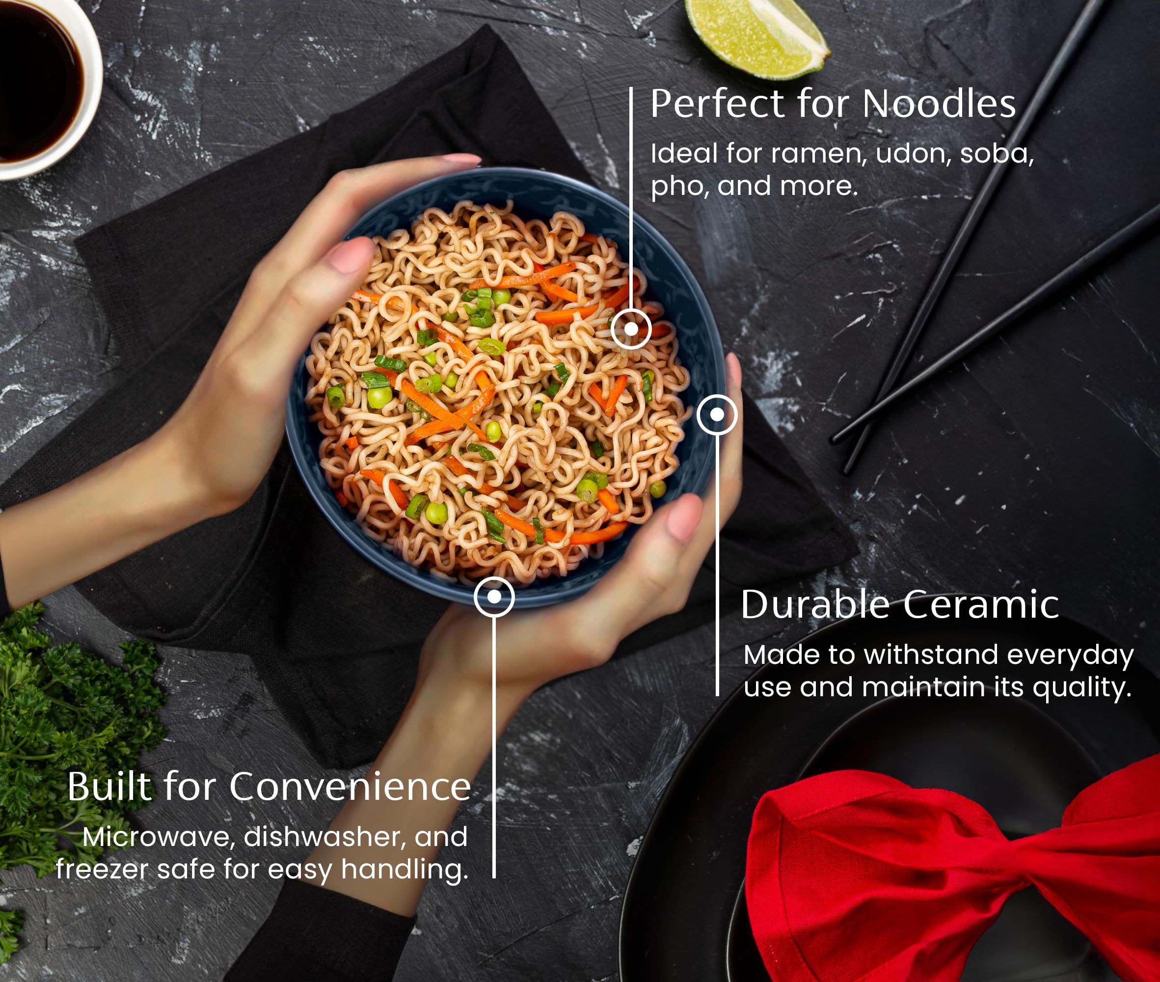 KooK ramen bowl with matte finish and footed base for stable serving.