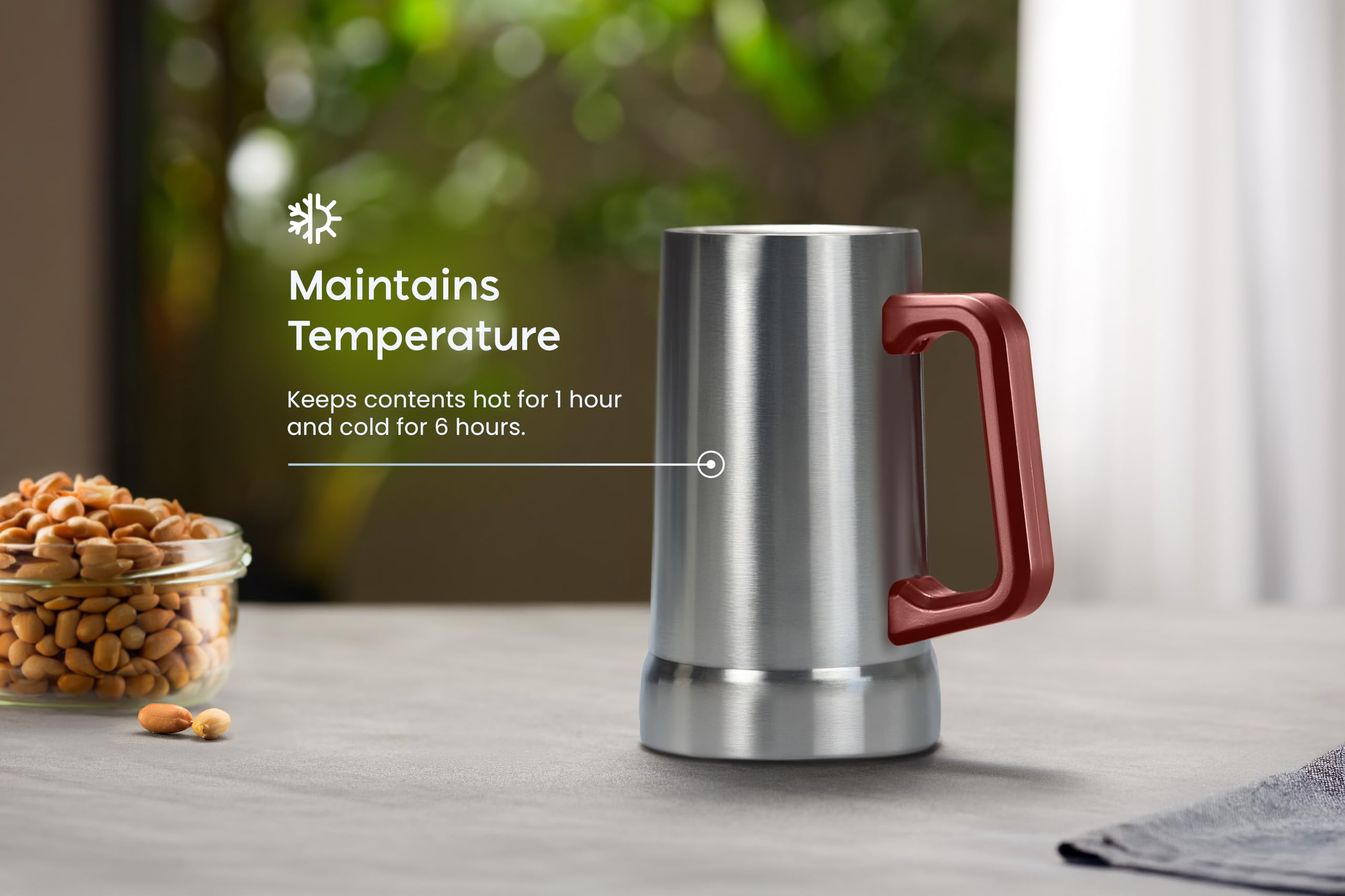 KooK double-walled tumbler maintains temperature during busy days.