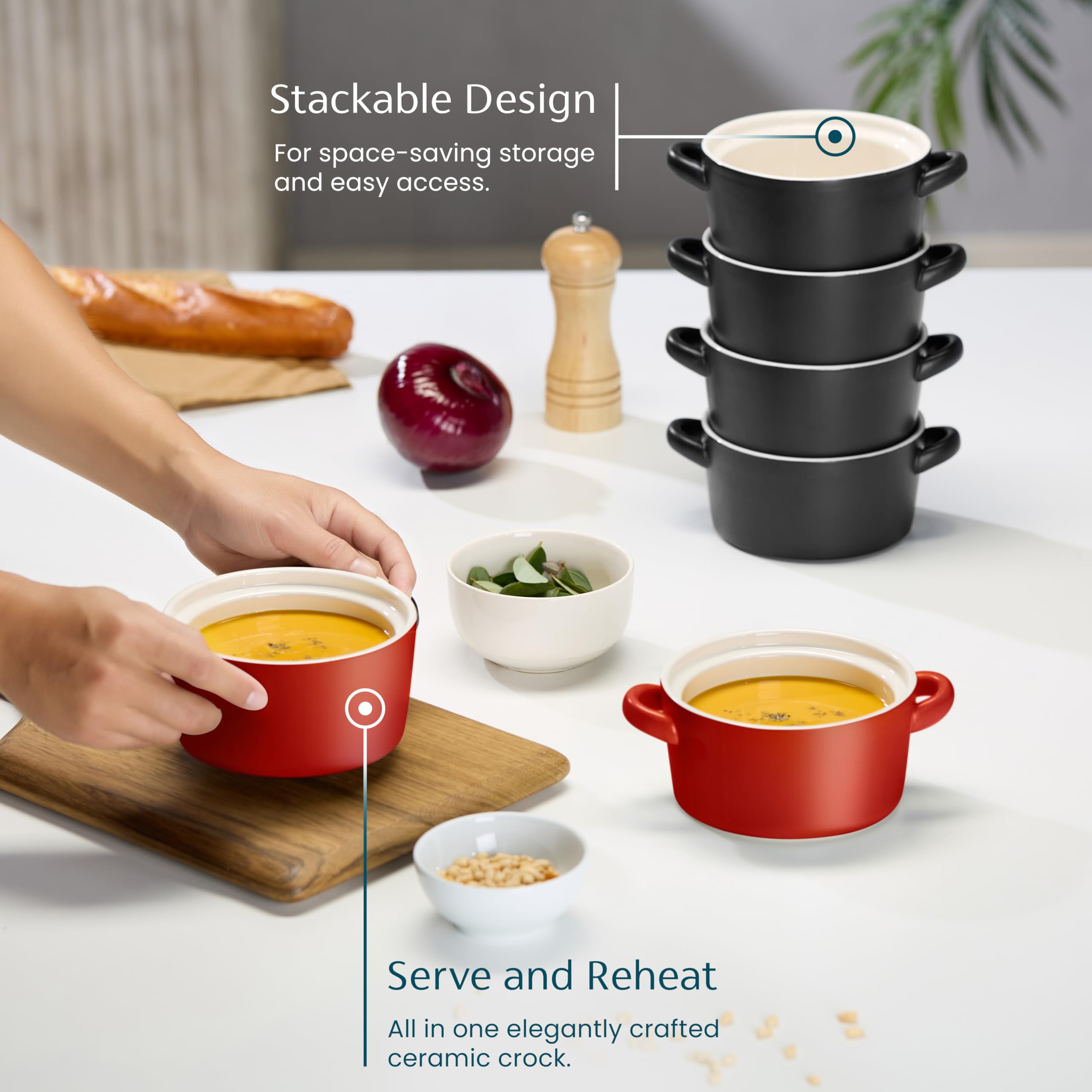 KooK Soup Crock 18-ounce capacity ideal for personal servings.