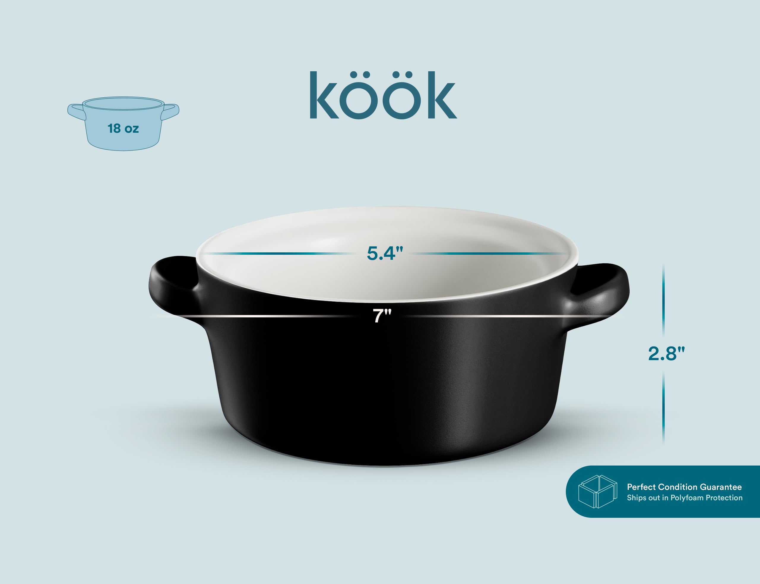 KooK soup crocks with two large handles aiding safe grip.