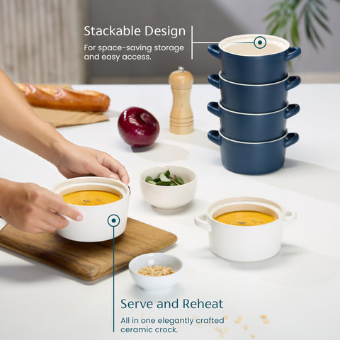 KooK Soup Crock is microwave and dishwasher safe for quick cleanup.