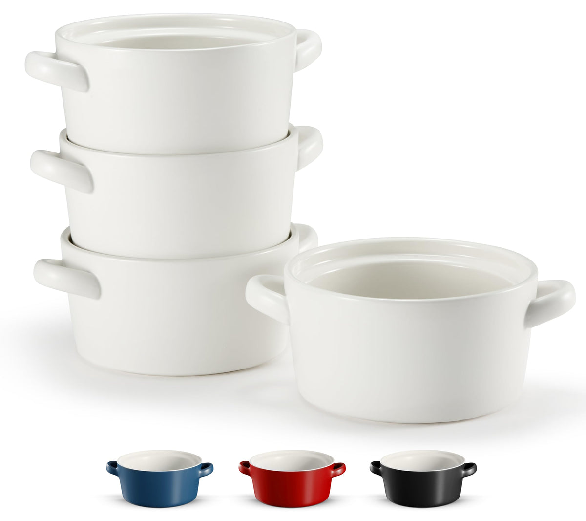 KooK Soup Crock set in matte white, stackable for easy storage.