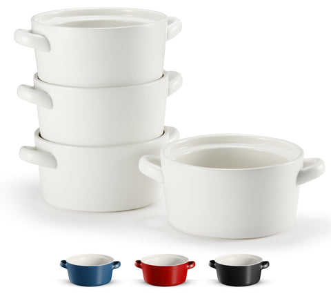 KooK Soup Crock set in matte white, stackable for easy storage.