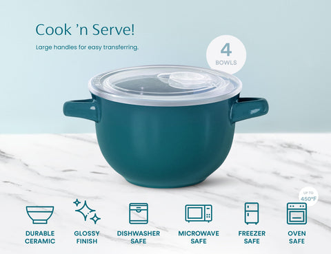KooK stackable ceramic bowls save cabinet space.