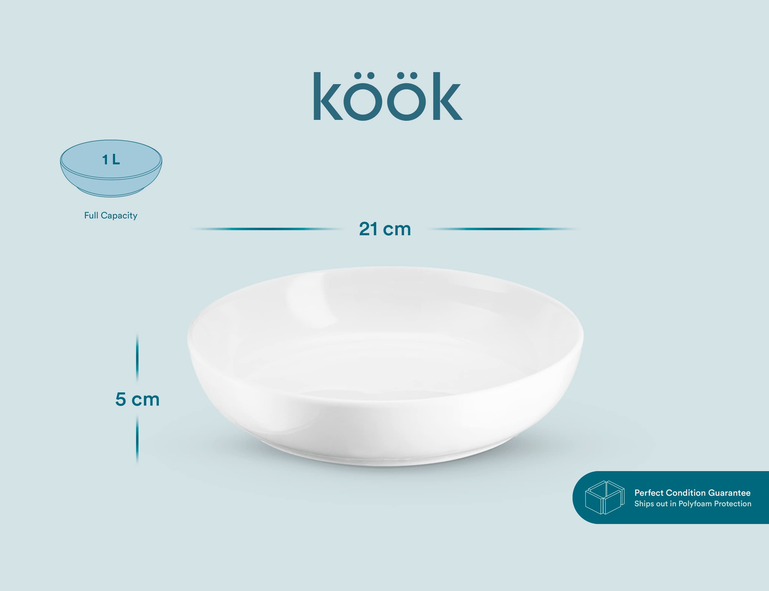 KooK stackable dishes in white, convenient for compact storage and reheating.