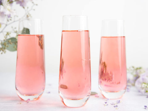 KooK stemless flutes offer comfort grip for easy sipping.