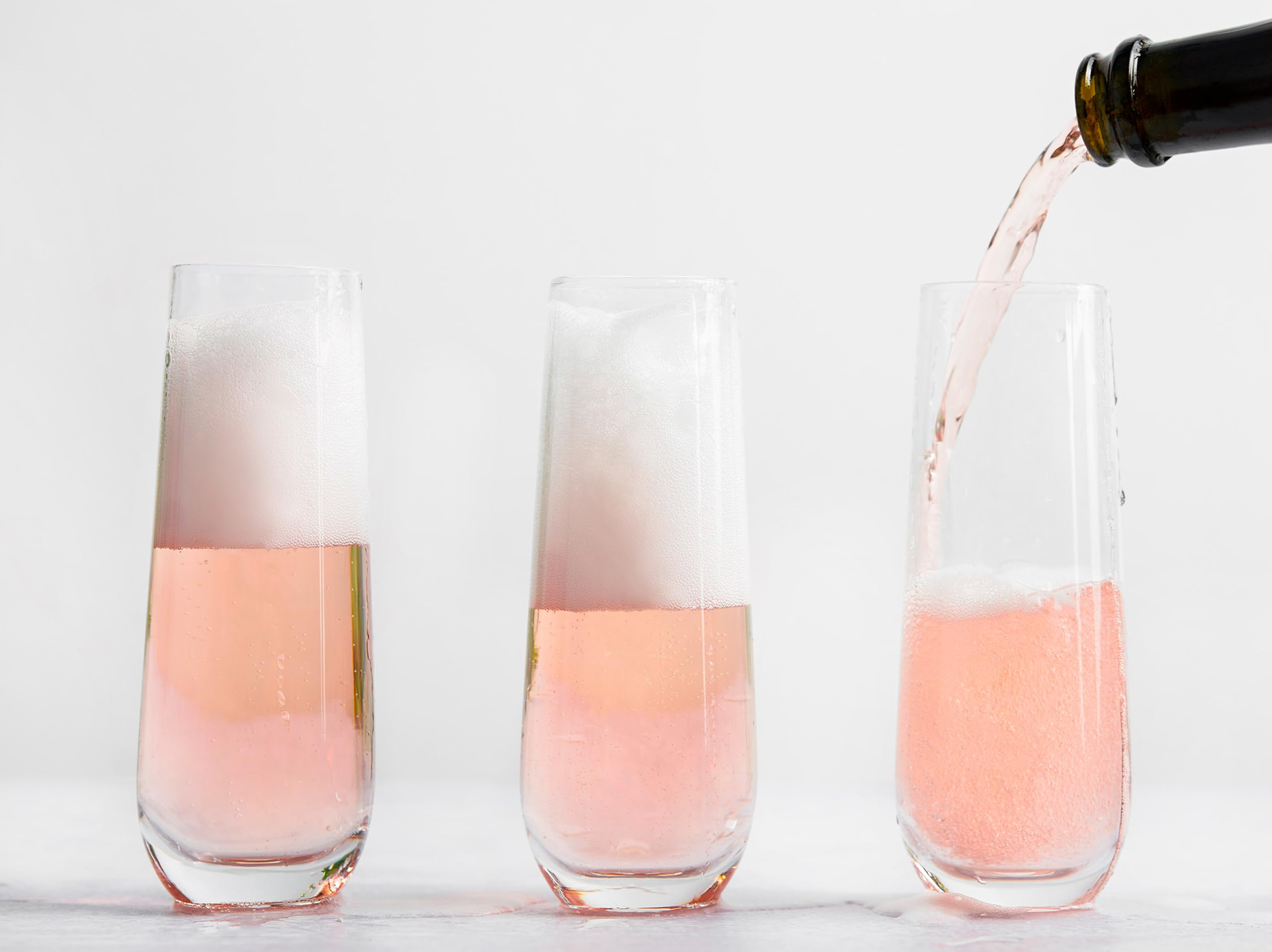 KooK stemless flutes are dishwasher safe for quick cleanup.