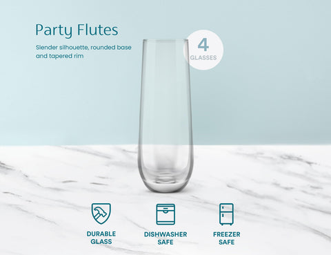 KooK flutes are freezer safe for advance chilling of drinks.