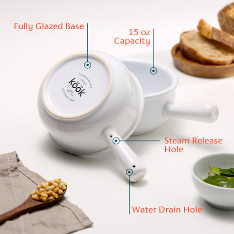 KooK white stoneware bowls showcase rustic style for individual portions.