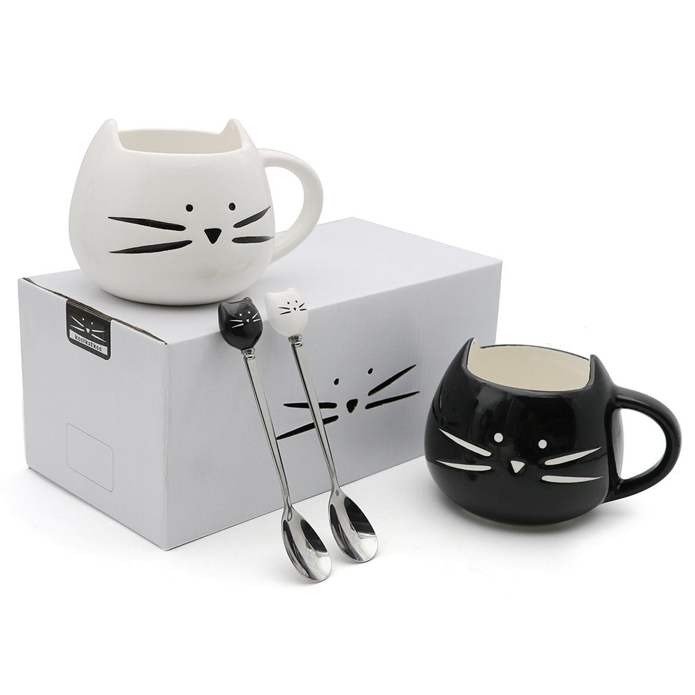 Koolkatkoo cat mug spoons included, convenient for stirring and enjoying beverages.