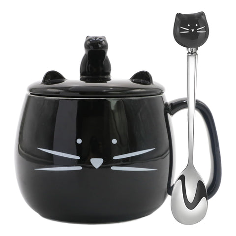 Koolkatkoo ceramic cat mug with lid for daily coffee or tea enjoyment.