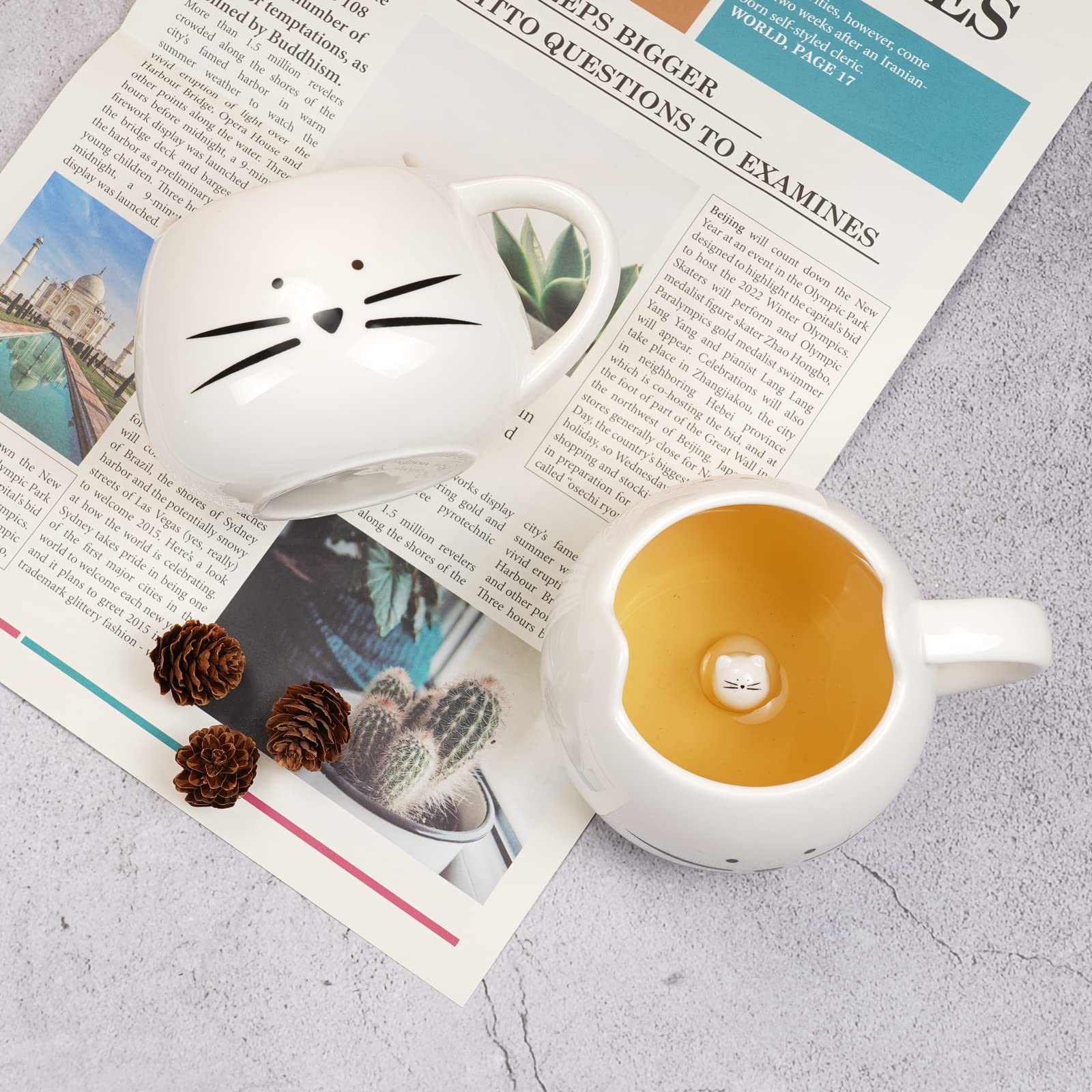 Koolkatkoo microwave-safe cat mugs ready for quick reheats.