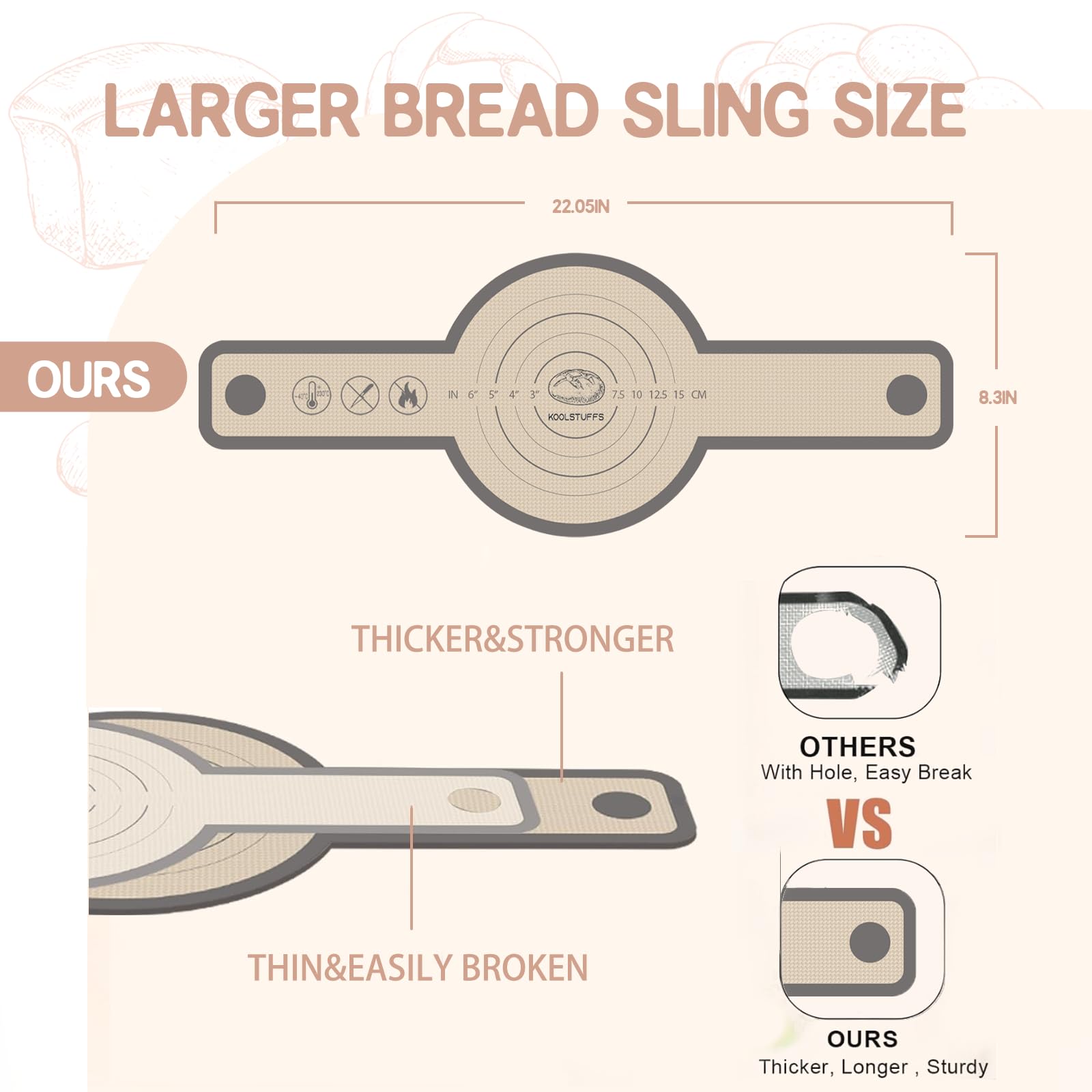 Koolstuffs dutch-oven transfer bread sling helps lift dough from the oven safely.