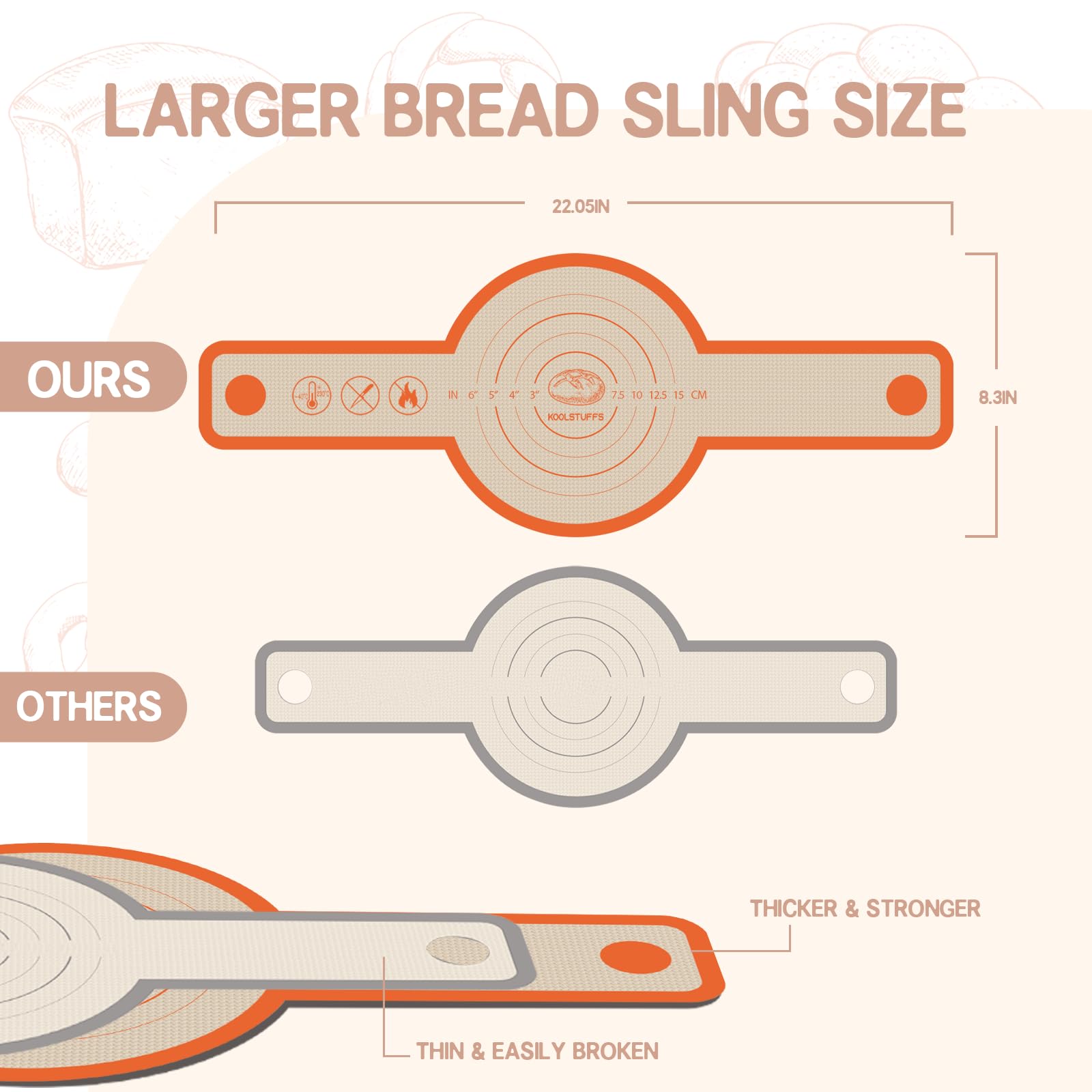 Koolstuffs silicone bread sling easy-clean nonstick surface wipes clean quickly.