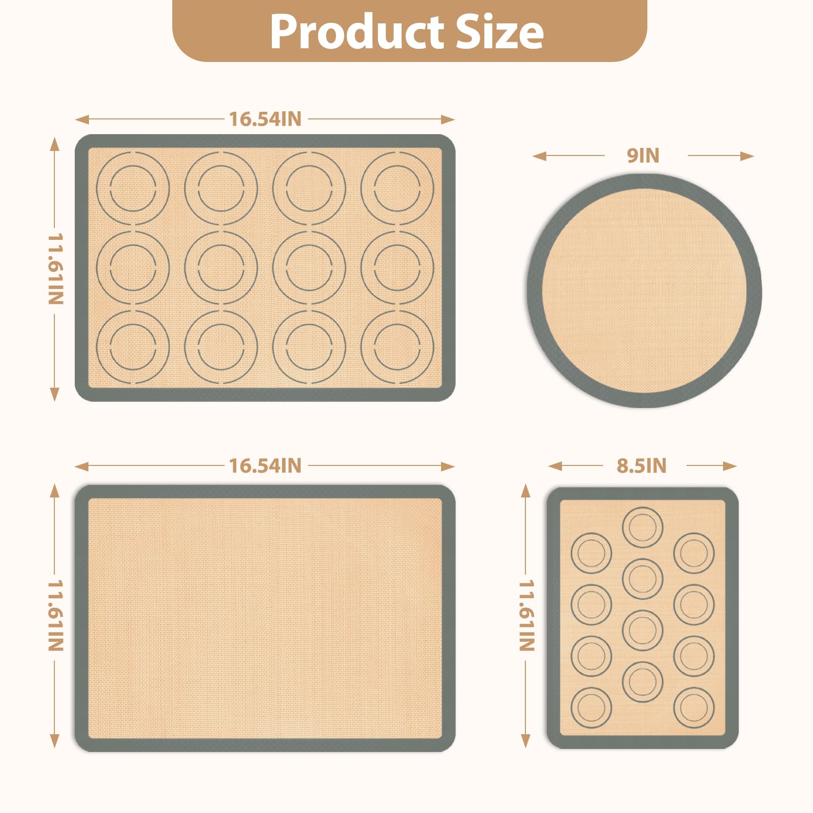 Koolstuffs macaron mat with guided measurements ensures consistent pastry sizes.