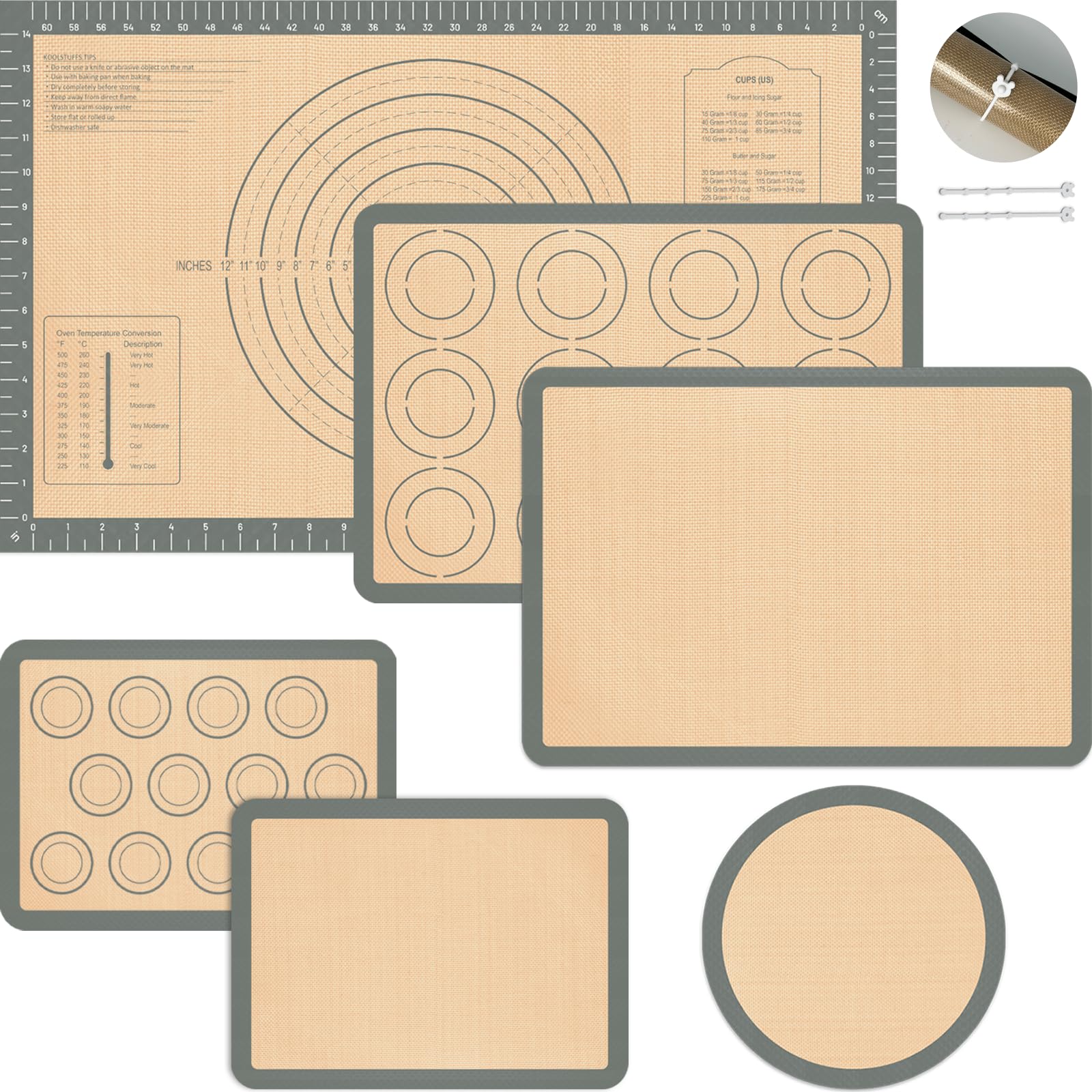 Koolstuffs pastry mat 26x16 with grid for precise rolling and measuring