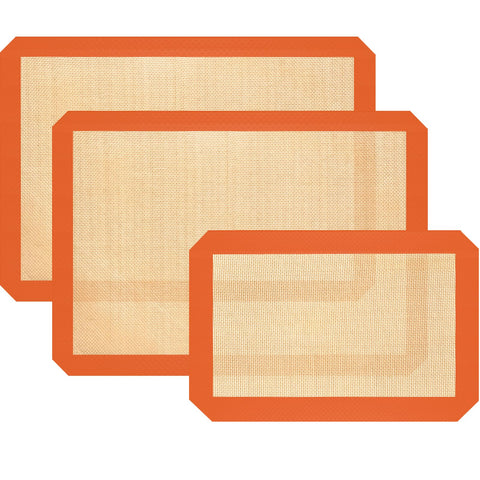 Koolstuffs silicone baking mat half-sheet on a tray for even baking