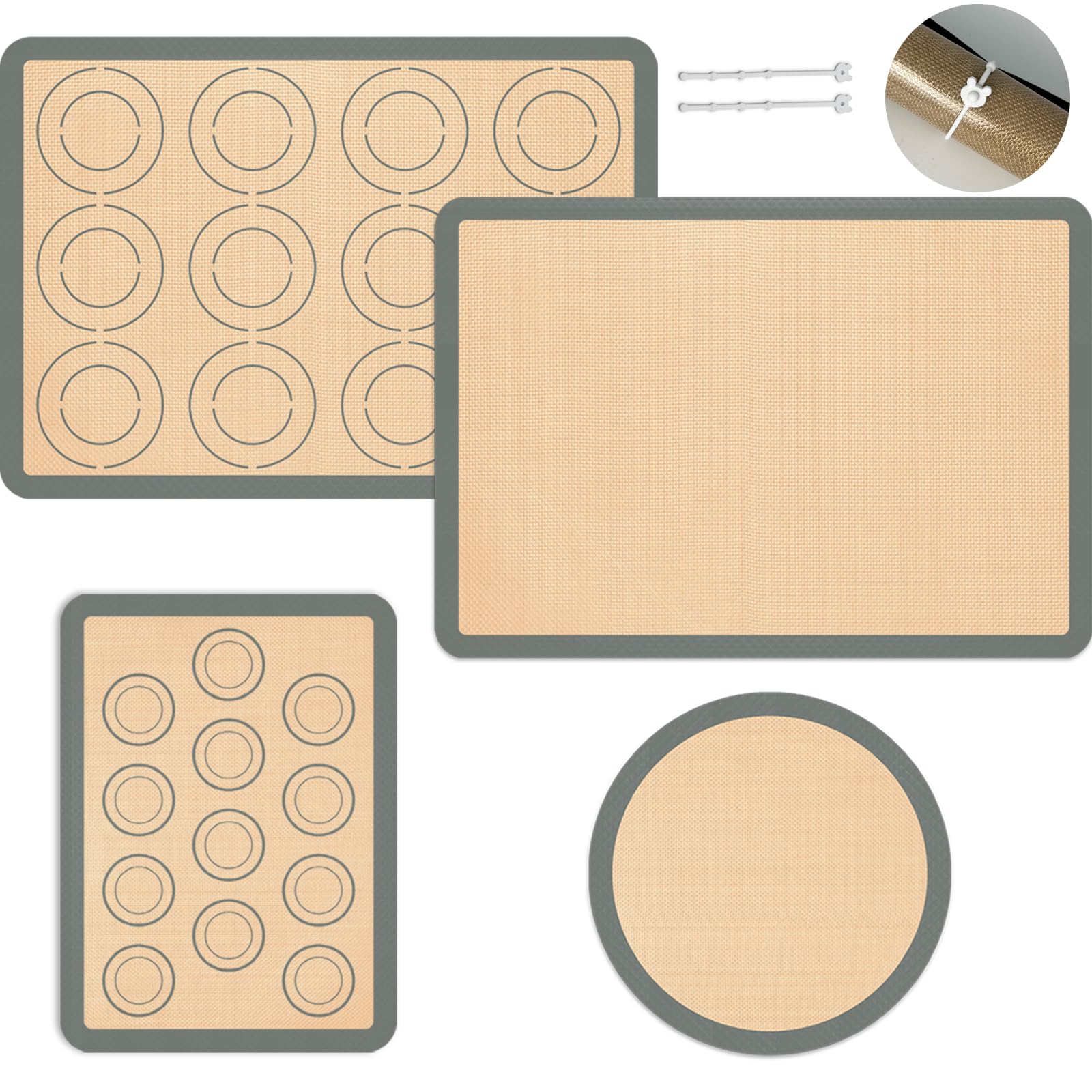 Koolstuffs silicone baking mat set 4 with nonstick surface for easy cookie release.