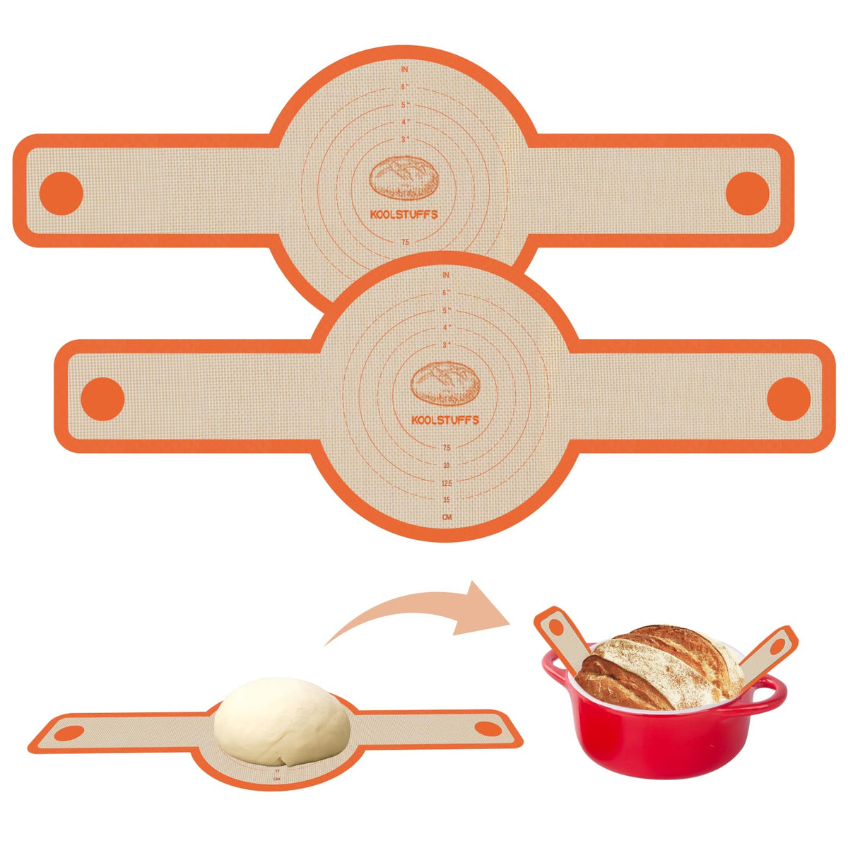 Koolstuffs silicone bread sling with long handles for safe Dutch oven transfer