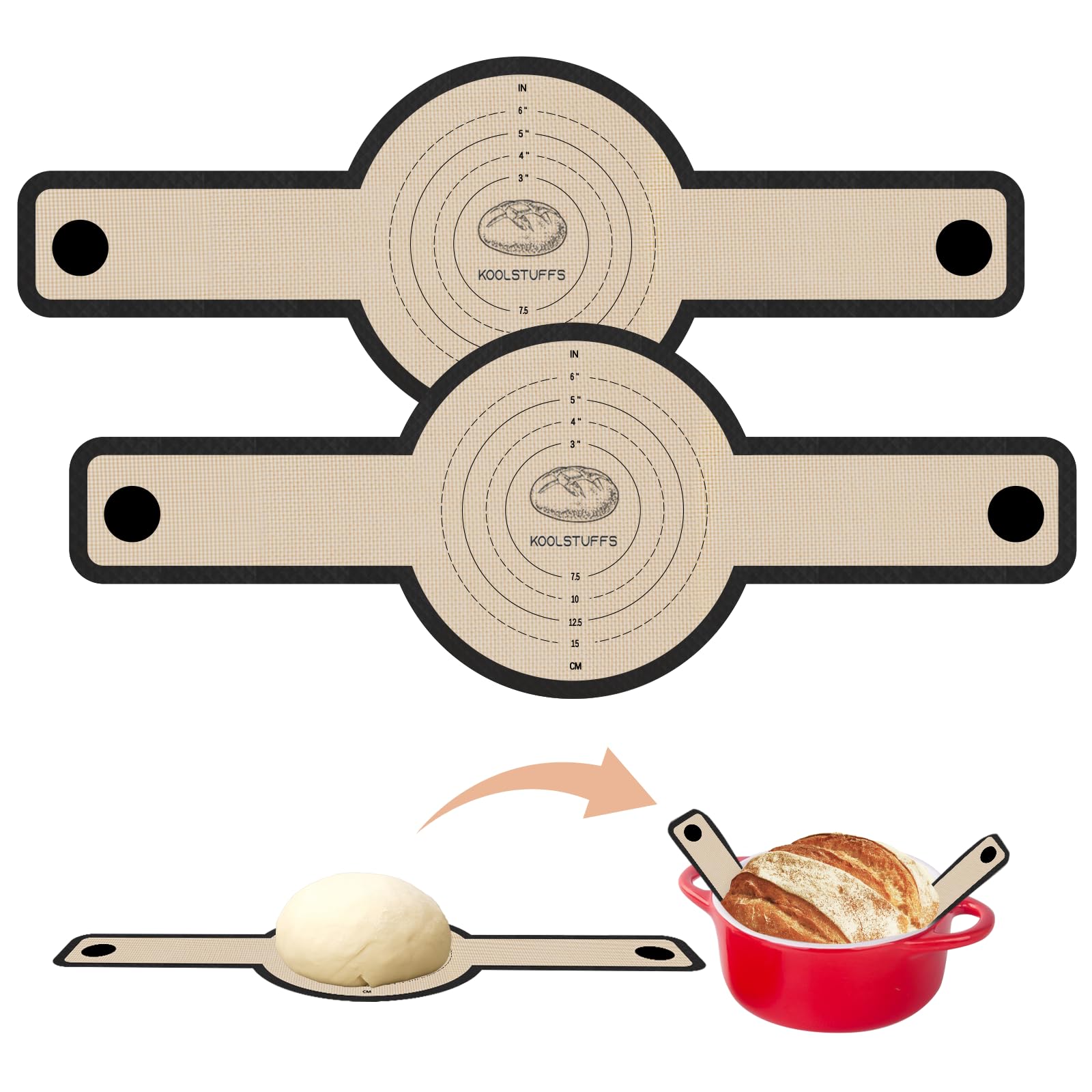 Koolstuffs silicone bread sling with Dutch oven long handles for safe transfer