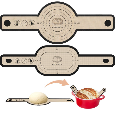 Koolstuffs silicone bread sling in oval shape, 2-pack, effortless sourdough transfer.