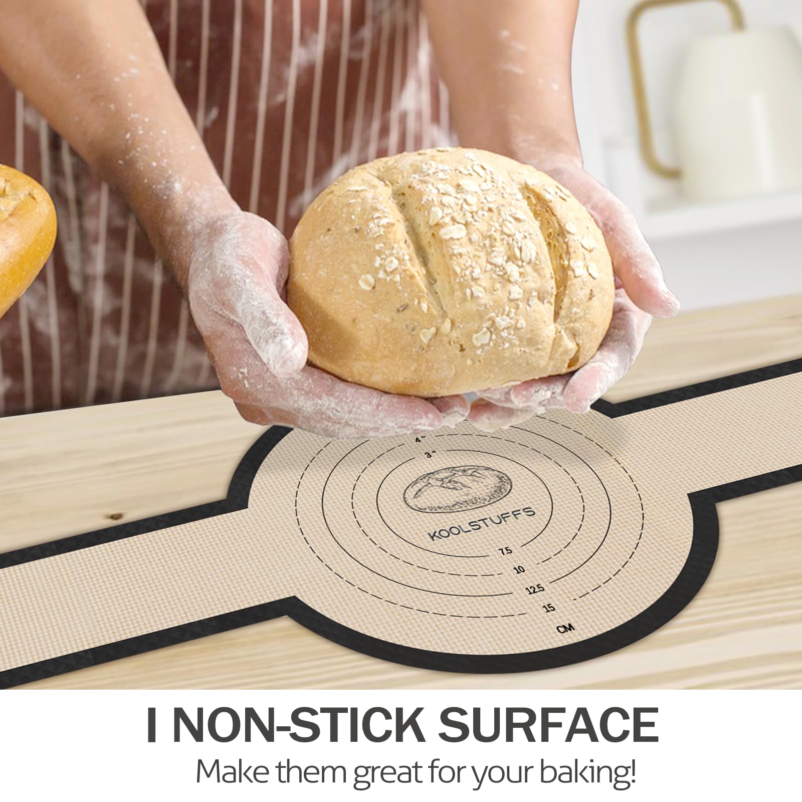 Koolstuffs round silicone bread sling, 2-pack, smooth non-stick lift for loaves.