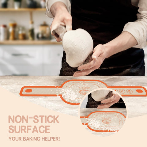 Koolstuffs silicone bread sling round facilitates gentle sliding of bread into cooling rack.