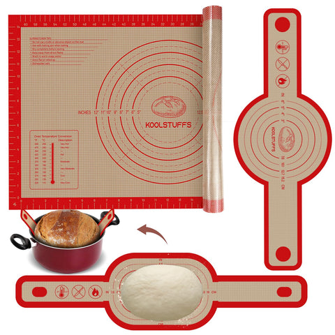Koolstuffs silicone pastry mat for easy dough rolling and release.