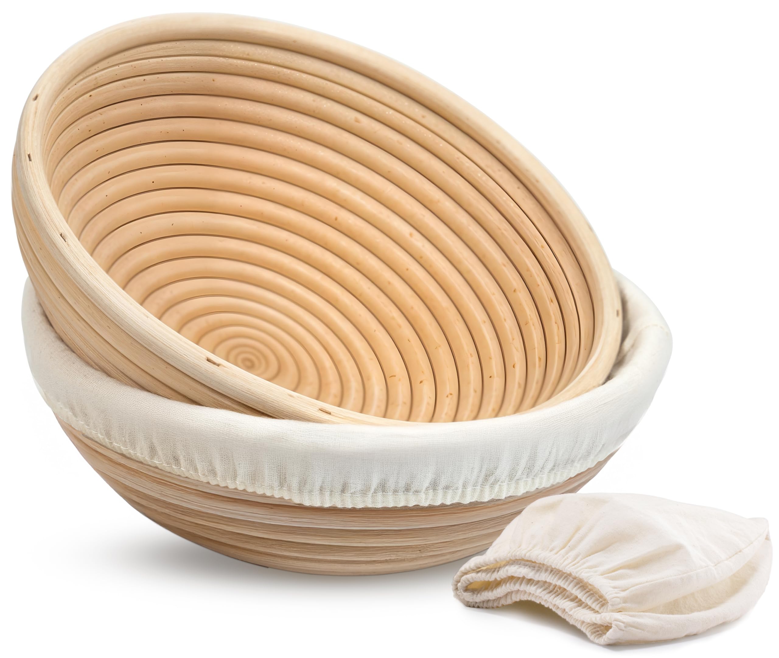KooK Banneton round 9-inch bread proofing basket with natural rattan texture for authentic shaping