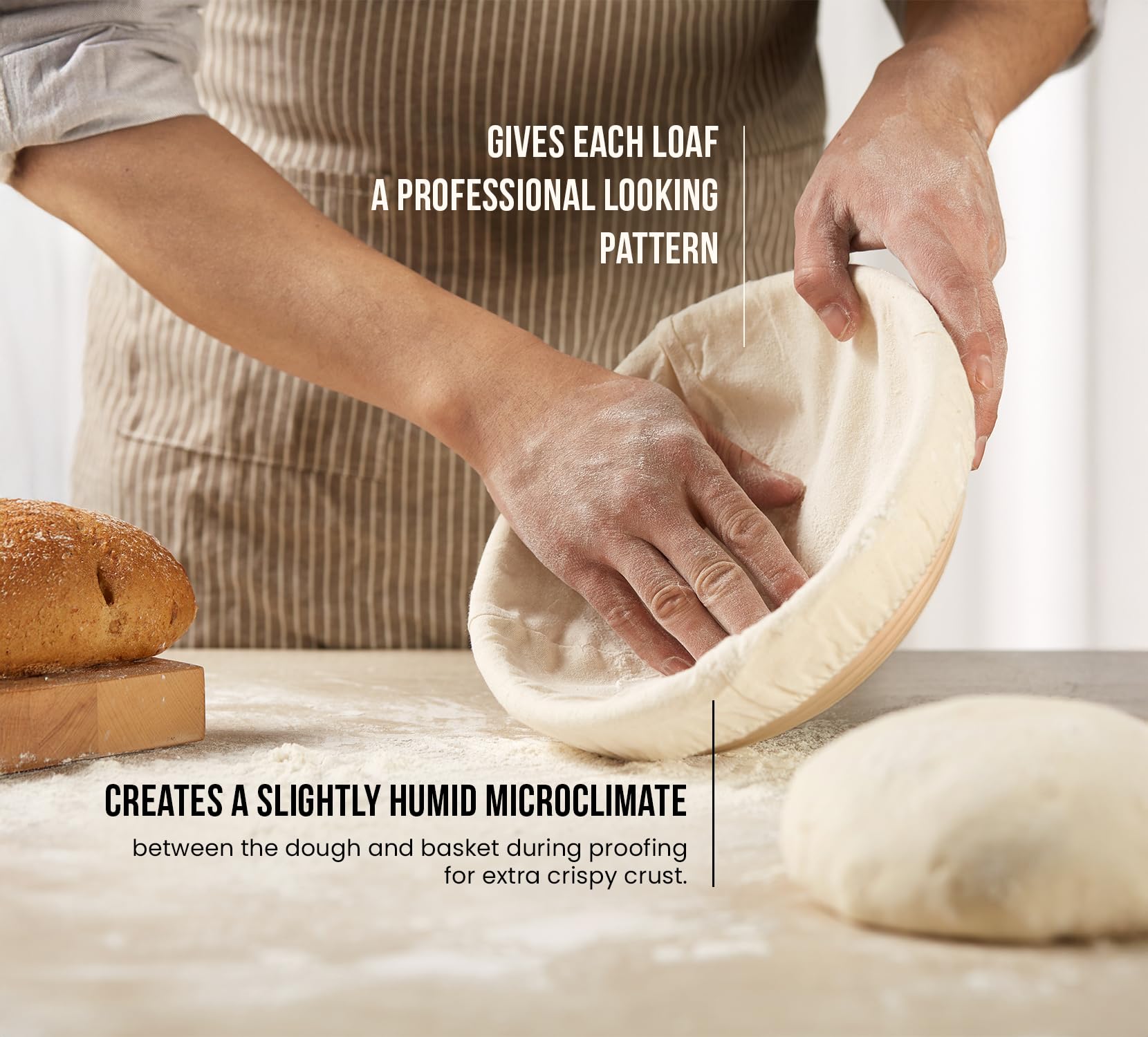 KooK linen liner set for easy cleanup and consistent dough proofing results