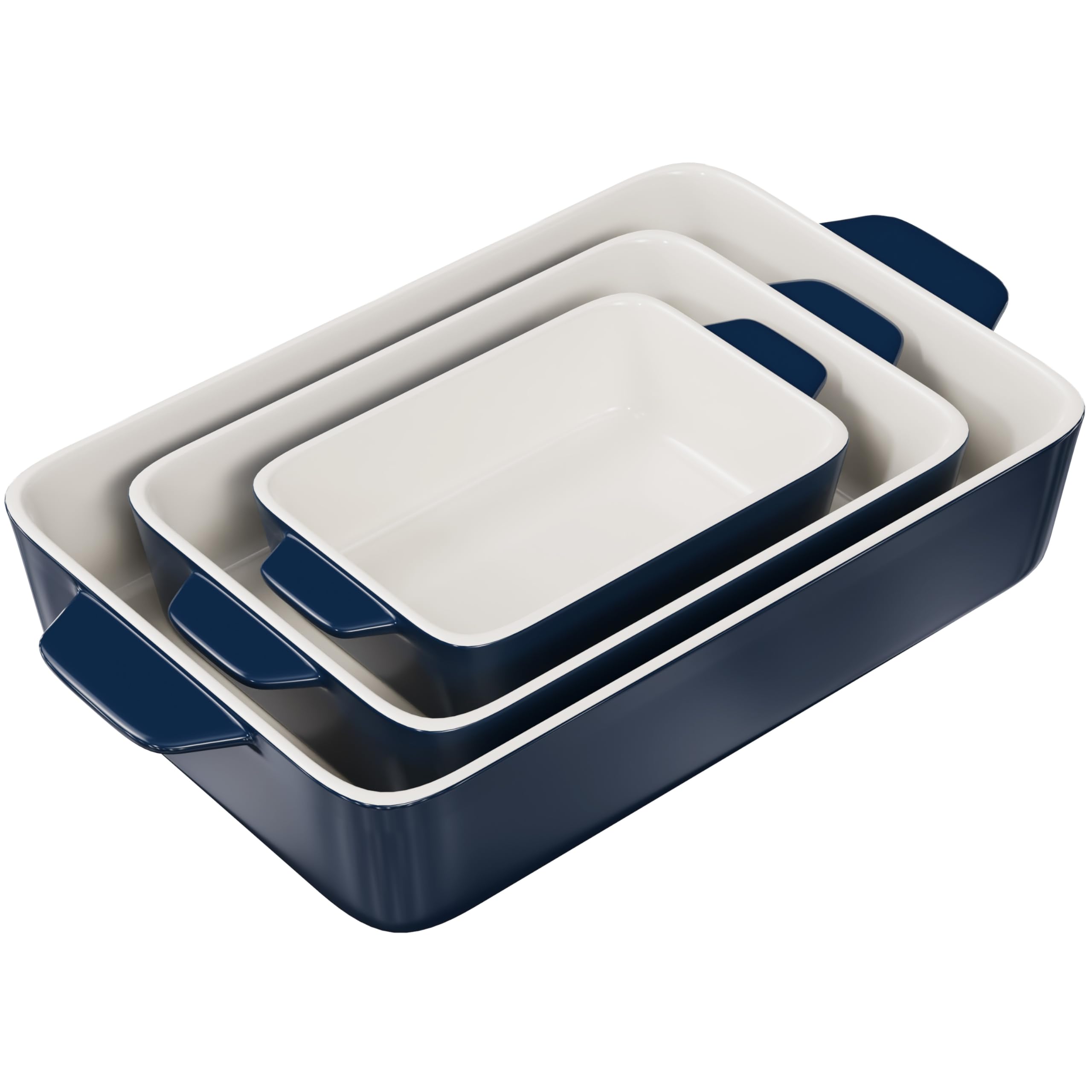 KooK ceramic baking dish large with easy-grip handles for serving